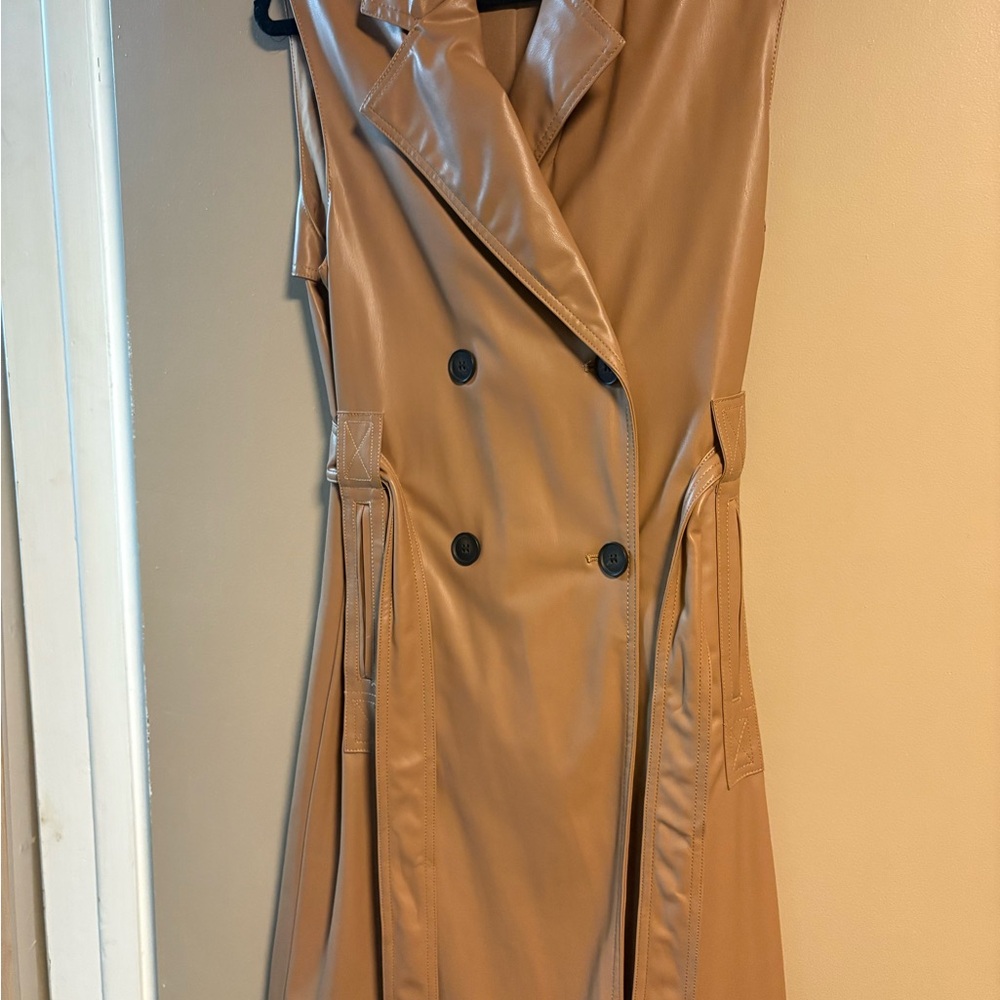 Zara Tan Double-Breasted Sleeveless Dress